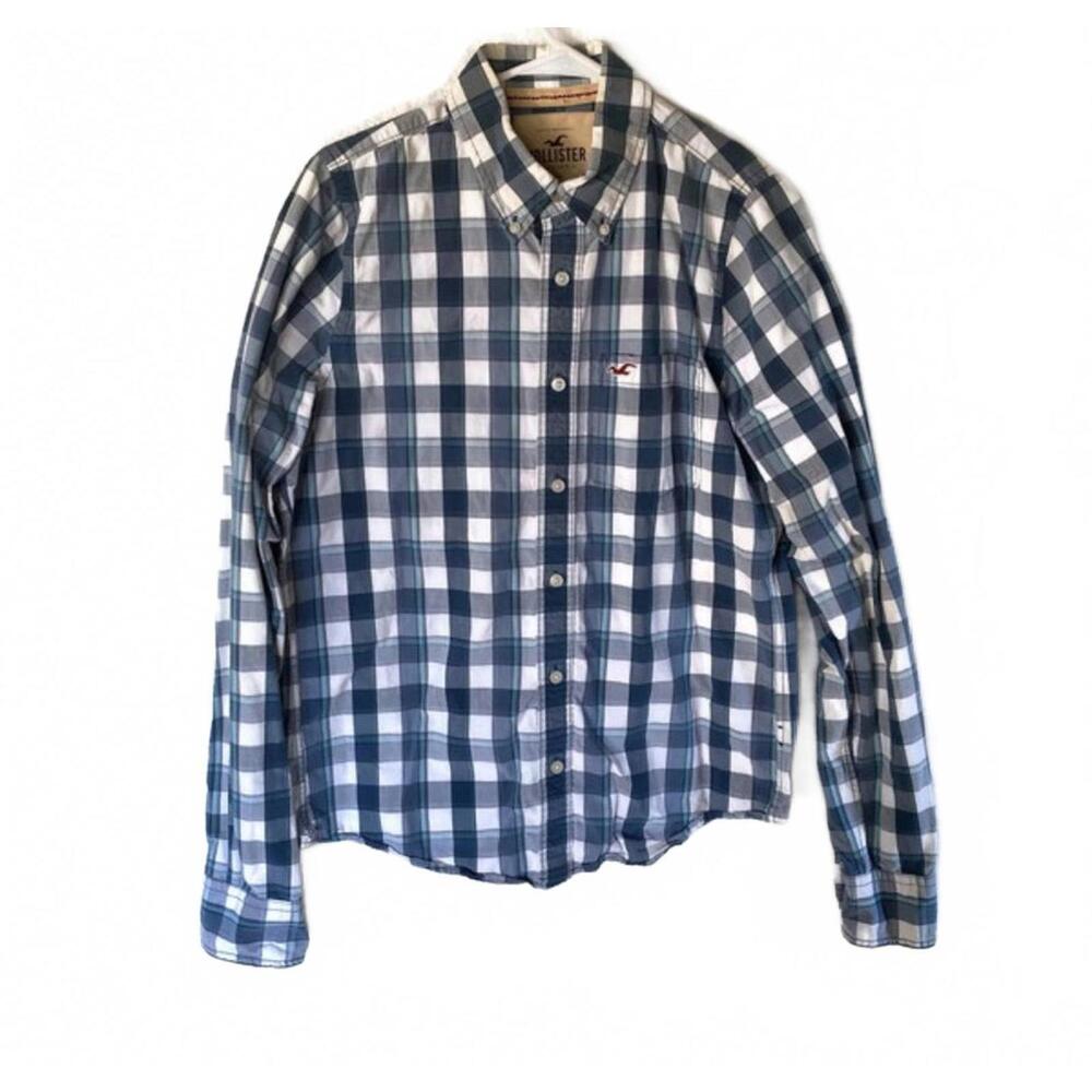 Hollister Men's Long Sleeve 100% Cotton Button-Up Shirt - Large Y2K